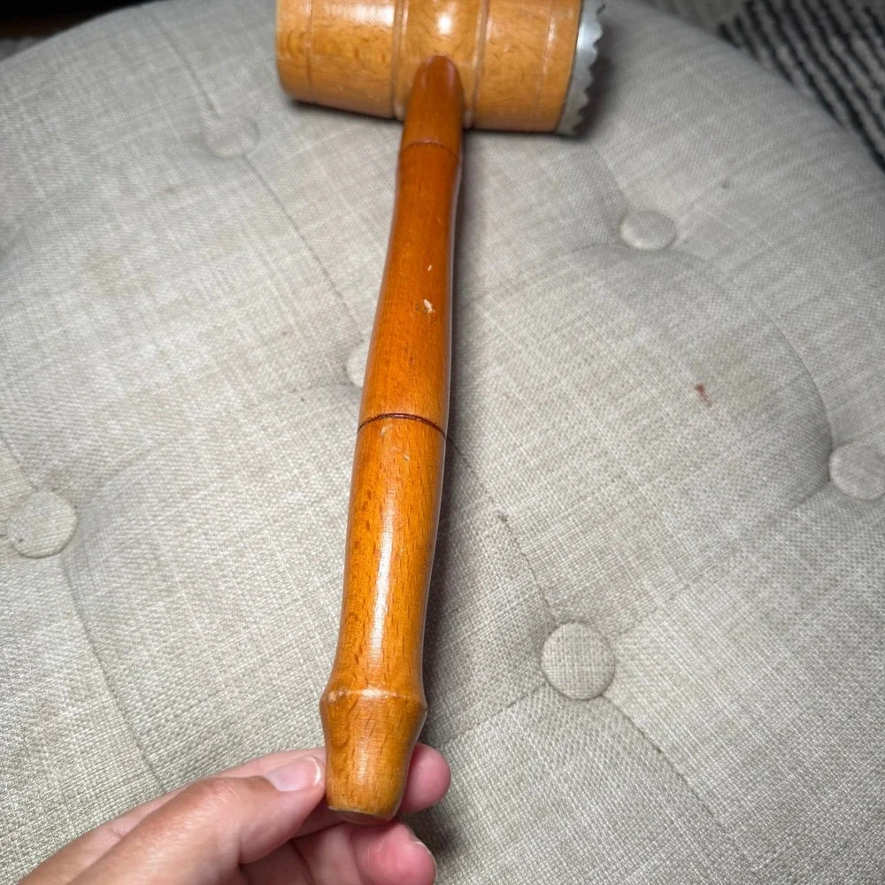 Vintage Dual Face Meat Tenderizer Mallet‎ Wood Handle Farmhouse Kitchen Tool